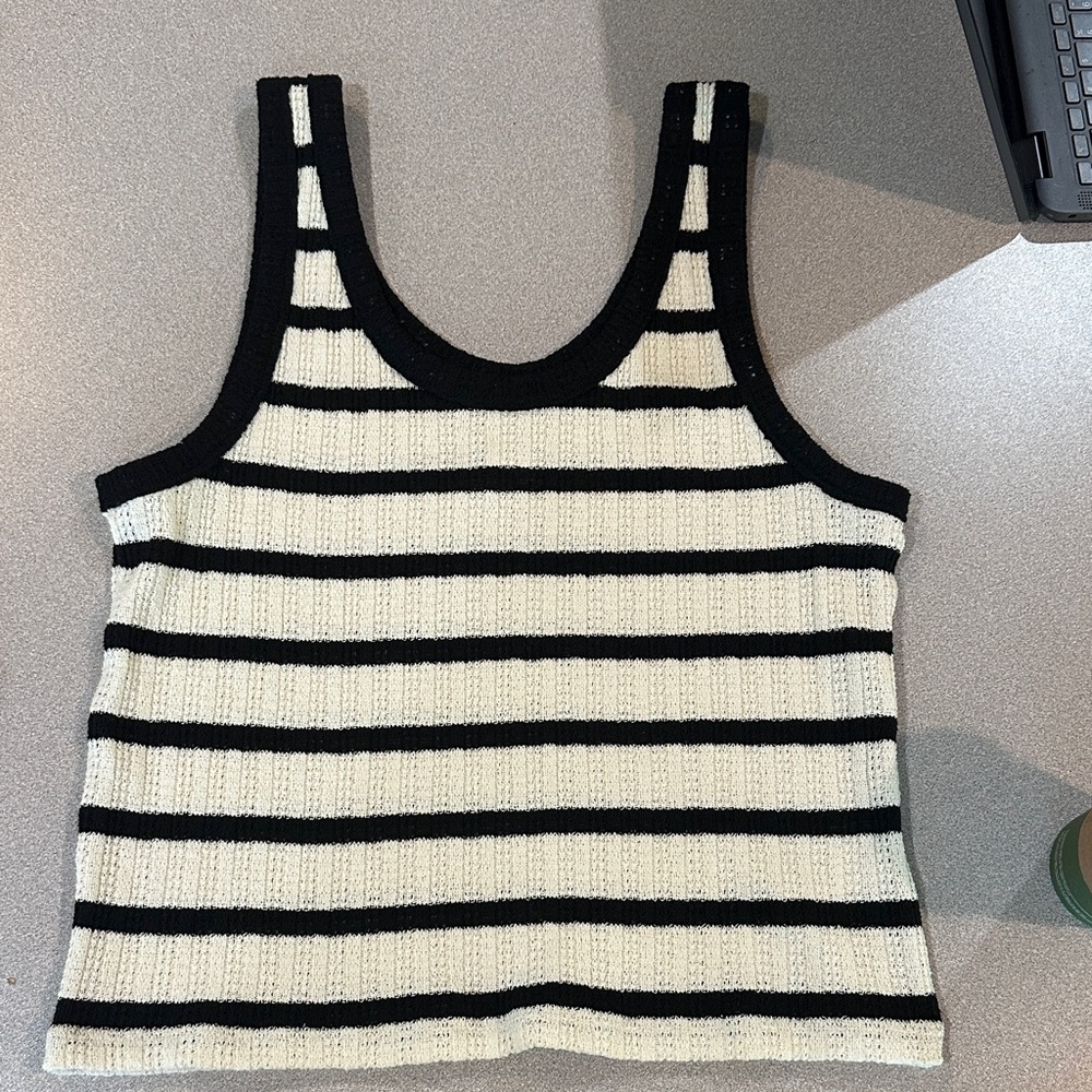 H&M Black and White Striped Tank Top